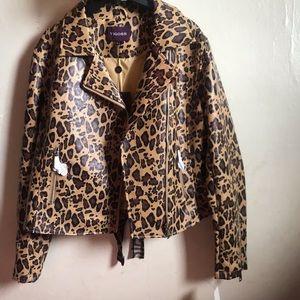 Vigoss faux leather  print Loepard jacket